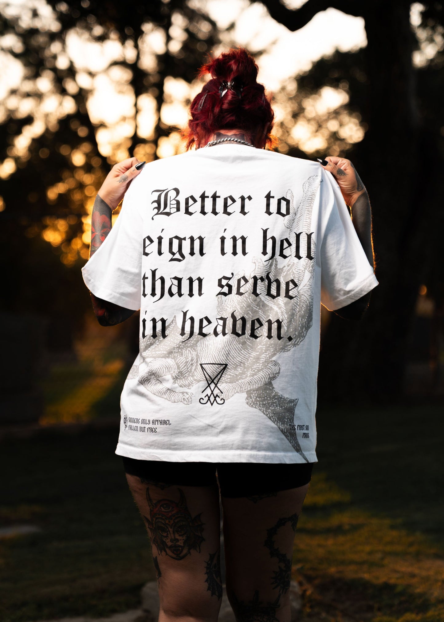 REIGN IN HELL WHITE OVERSIZED TEE