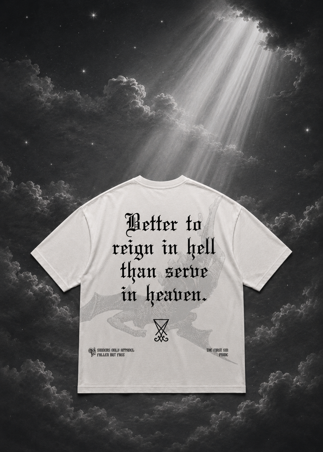 REIGN IN HELL WHITE OVERSIZED TEE