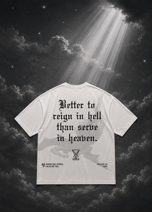 REIGN IN HELL WHITE OVERSIZED TEE
