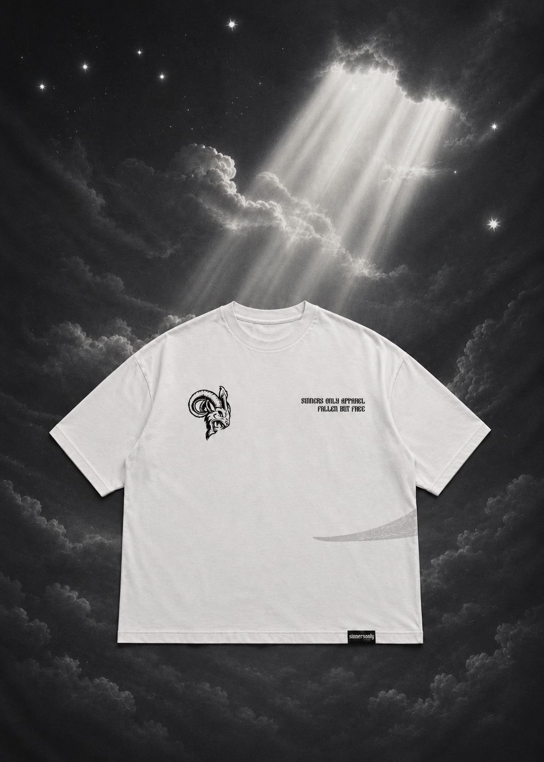 REIGN IN HELL WHITE OVERSIZED TEE